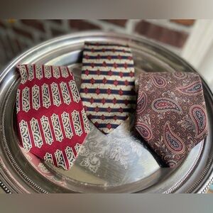Three men’s silk ties by Nordstrom, Andrew Fezza, and 417 by Van Heusen.